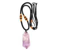 LetCart Amethyst Quartz Pendant Double Point Crystal Necklace Healing Fortune Energy Jewelry Adjustable Length Hexagonal Prism Pendant for Men Women Spiritual Gift 5x2cm