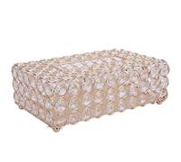 LetCart Artificial Crystal Tissue Box Cover Stylish Elegant Napkin Case Paper Storage Holder for Home Office Car Decor Silver Gold (Gold)