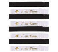 LetCart Graduation Stole Sashes Gold Glitter Letter Elegant Minimalist Design Decorative Satin Sashes for Graduation Party Home School Decor Polyester Material Black White Set of 8