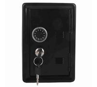 LetCart Kids Learning Toy Money Box Password Cash Coins Saving Safe Box with 2 Keys for Home School Office Black White Metal 18x12x10cm (Black)