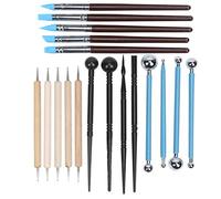 LetCart Kit di 18 bastoncini a sfera per rientranza in argilla, penna per trapano a punta in legno, bastone per piegatura, penna per piegatura in silicone, bastone a sfera per ridentatura, penna a