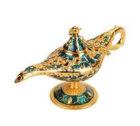 LetCart Lampada miracolosa, lampada magica di Aladino in rilievo 3D, lampada di Aladino, lampada Genie, bruciatore di incenso in metallo cavo con manico squisito, decorazione vintage per la casa da