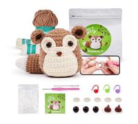 LetCart Scurry - Kit all'uncinetto per principianti, adorabile set di Amigurumi con filato, gancio, occhi e video tutorial, regalo completo fai da te con animali (filato marrone chiaro/bianco/nero