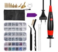 LetCart Set di fissaggio a caldo,Kit per Strass con Adesivo Termico,Cristalli Autoadesivi per Tessuti- 3 scatole di strass, 9 inserti e supporto in metallo per tessuto/pelle