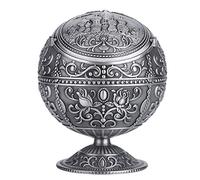 LetCart Vintage Art Craft Ashtray Metal Round Ball Stamped Pattern Gift Decoration Noble Appearance Delicate Craft Elegant Painting Exquisite Carving For Home Hotel High Level Club Alloy (tin castle)
