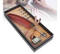 LetCart Vintage Quill Pen Set Retro Metal Tube Stainless Steel Nibs Dip Ink Writing Feather Pen for Calligraphy Practice Student Gift Stationery Box White Black Dark Green Brown Red (Coffee)