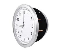 LetCart Wall Clock Safe Hidden Secret Compartment Modern Design Secure Storage for Valuables Jewelry Cash Silver ABS 25x7cm