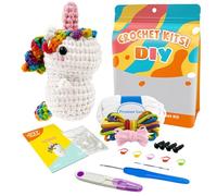 LetCartMaker Kit all'uncinetto per principianti, kit all'uncinetto con unicorno con video tutorial passo-passo, regalo di compleanno per bambini e adulti