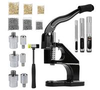 LetCartMaker Macchina manuale per occhielli fai da te, con fustelle da 6/10/12 mm e 9000 occhielli argento/oro per lavori in pelle, tessuto, striscioni, tende e progetti di cucito