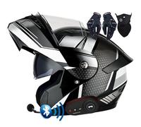Letetexi Casco Modulare Moto Bluetooth Integrato Certificazione ECE Caschi Modulari Apribili Dual Visor Anti-Fog Caschi, Casco Moto Integrale Full Face Freddo per Uomini Donne 57~64cm