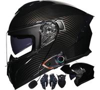 Letetexi Casco Modulare Moto Bluetooth Integrato, Certificazione ECER22.06 Caschi Modulari Apribili Dual Visor Anti-Fog Caschi, Casco Moto Integrale Full Face Freddo per Uomo Dona 54~63cm
