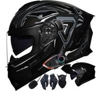Letetexi Casco Modulare Moto Bluetooth Integrato, Certificazione ECER22.06 Caschi Modulari Apribili Dual Visor Anti-Fog Caschi, Casco Moto Integrale Full Face Freddo per Uomo Dona 54~63cm