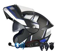 Letetexi Casco Modulare Moto Bluetooth Integrato, Certificazione ECER22.06 Caschi Modulari Apribili Dual Visor Anti-Fog Caschi, Casco Moto Integrale Full Face Freddo per Uomo Dona 57~64cm