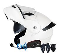 Letetexi Casco Modulare Moto Bluetooth Integrato, Certificazione ECER22.06 Caschi Modulari Apribili Dual Visor Anti-Fog Caschi, Casco Moto Integrale Full Face Freddo per Uomo Dona 57~64cm