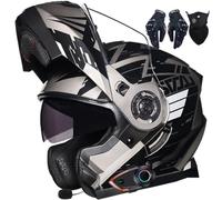 Letetexi Casco Modulare Moto Bluetooth Integrato, Certificazione ECER22.06 Caschi Modulari Apribili Dual Visor Anti-Fog Caschi, Casco Moto Integrale Full Face Freddo per Uomo Dona 57~64cm