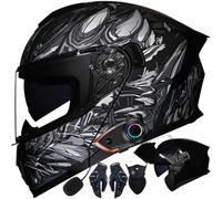 Letetexi Casco Modulare Moto Bluetooth Integrato, Certificazione ECER22.06 Caschi Modulari Apribili Dual Visor Anti-Fog Caschi, Casco Moto Integrale Full Face Freddo per Uomo Dona 54~63cm