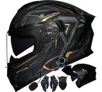 Letetexi Casco Modulare Moto Bluetooth Integrato, Certificazione ECER22.06 Caschi Modulari Apribili Dual Visor Anti-Fog Caschi, Casco Moto Integrale Full Face Freddo per Uomo Dona 54~63cm