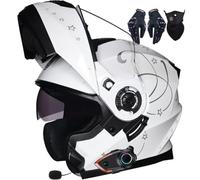 Letetexi Casco Modulare Moto Bluetooth Integrato, Certificazione ECER22.06 Caschi Modulari Apribili Dual Visor Anti-Fog Caschi, Casco Moto Integrale Full Face Freddo per Uomo Dona 57~64cm