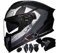 Letetexi Casco Modulare Moto Bluetooth Integrato, Certificazione ECER22.06 Caschi Modulari Apribili Dual Visor Anti-Fog Caschi, Casco Moto Integrale Full Face Freddo per Uomo Dona 54~63cm