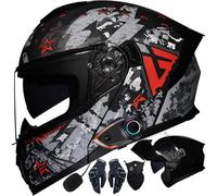 Letetexi Casco Modulare Moto Bluetooth Integrato, Certificazione ECER22.06 Caschi Modulari Apribili Dual Visor Anti-Fog Caschi, Casco Moto Integrale Full Face Freddo per Uomo Dona 54~63cm