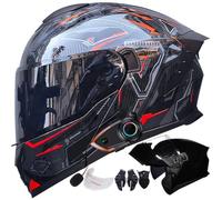 Letetexi Casco Modulare Moto con Bluetooth Integrato Certificato ECE R22.06 Doppia Visiera Anti-Appannamento di Ventilazione Riduzione del Rumore con Visiera Trasparente Omaggio 54-63cm