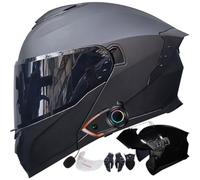Letetexi Casco Modulare Moto con Bluetooth Integrato Certificato ECE R22.06 Doppia Visiera Anti-Appannamento di Ventilazione Riduzione del Rumore con Visiera Trasparente Omaggio 54-63cm