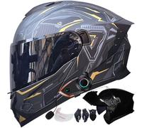 Letetexi Casco Modulare Moto con Bluetooth Integrato Certificato ECE R22.06 Doppia Visiera Anti-Appannamento di Ventilazione Riduzione del Rumore con Visiera Trasparente Omaggio 54-63cm