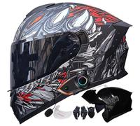Letetexi Casco Modulare Moto con Bluetooth Integrato Certificato ECE R22.06 Doppia Visiera Anti-Appannamento di Ventilazione Riduzione del Rumore con Visiera Trasparente Omaggio 54-63cm