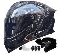 Letetexi Casco Modulare Moto con Bluetooth Integrato Certificato ECE R22.06 Doppia Visiera Anti-Appannamento di Ventilazione Riduzione del Rumore con Visiera Trasparente Omaggio 54-63cm