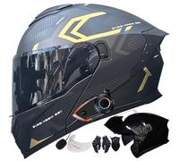 Letetexi Casco Modulare Moto con Bluetooth Integrato Certificato ECE R22.06 Doppia Visiera Anti-Appannamento di Ventilazione Riduzione del Rumore con Visiera Trasparente Omaggio 54-63cm