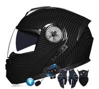 Letetexi Casco Moto Integrato Bluetooth Modulare Flip Full Face Apribile con Doppia Visiera Caschi Speaker Integrato Microfono per Risposta Automatica Donna o Uomo Certificazione ECE