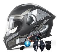 Letetexi Casco Moto Modulare Apribili Bluetooth Intercom Omologato ECE/DOT Donna Uomo Leggero Flip Up Casco Integrale M~XXL