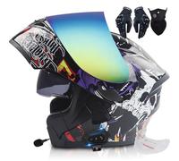 Letetexi Casco Moto Modulare Bluetooth,Casco da Moto Integrato Omologato ECE DOT,Caschi Apribili Doppia Lente Aperta,Anti-Appannamento,Riduzione Rumorosa Leggero per Uomo Donna 57~66CM