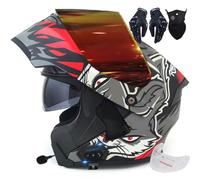 Letetexi Casco Moto Modulare Bluetooth,Casco da Moto Integrato Omologato ECE DOT,Caschi Apribili Doppia Lente Aperta,Anti-Appannamento,Riduzione Rumorosa Leggero per Uomo Donna 57~66CM