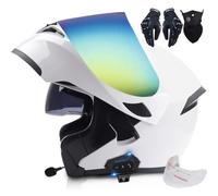 Letetexi Casco Moto Modulare Bluetooth,Casco da Moto Integrato Omologato ECE DOT,Caschi Apribili Doppia Lente Aperta,Anti-Appannamento,Riduzione Rumorosa Leggero per Uomo Donna 57~66CM