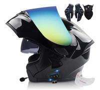 Letetexi Casco Moto Modulare Bluetooth,Casco da Moto Integrato Omologato ECE DOT,Caschi Apribili Doppia Lente Aperta,Anti-Appannamento,Riduzione Rumorosa Leggero per Uomo Donna 57~66CM