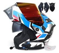 Letetexi Casco Moto Modulare Bluetooth,Casco da Moto Integrato Omologato ECE DOT,Caschi Apribili Doppia Lente Aperta,Anti-Appannamento,Riduzione Rumorosa Leggero per Uomo Donna 57~66CM