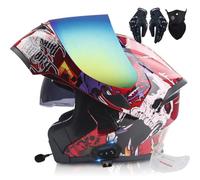 Letetexi Casco Moto Modulare Bluetooth,Casco da Moto Integrato Omologato ECE DOT,Caschi Apribili Doppia Lente Aperta,Anti-Appannamento,Riduzione Rumorosa Leggero per Uomo Donna 57~66CM