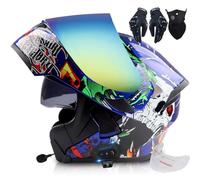 Letetexi Casco Moto Modulare Bluetooth,Casco da Moto Integrato Omologato ECE DOT,Caschi Apribili Doppia Lente Aperta,Anti-Appannamento,Riduzione Rumorosa Leggero per Uomo Donna 57~66CM