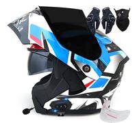 Letetexi Casco Moto Modulare Bluetooth,Casco da Moto Integrato Omologato ECE DOT,Caschi Apribili Doppia Lente Aperta,Anti-Appannamento,Riduzione Rumorosa Leggero per Uomo Donna 57~66CM