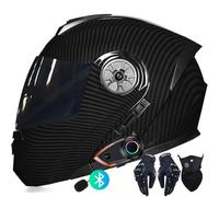 Letetexi Casco Moto modulare Integrato Bluetooth Casco apribile Moto con Doppia Anti-Fog Visiera Casco Integrale Omologato DOT/ECE Ventilazione per Uomo Donna 55~62cm