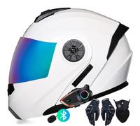 Letetexi Casco Moto modulare Integrato Bluetooth Casco apribile Moto con Doppia Anti-Fog Visiera Casco Integrale Omologato DOT/ECE Ventilazione per Uomo Donna 55~62cm