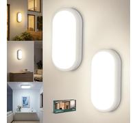 LetGlin Plafoniera LED Esterno, 12W 1200LM Applique da Parete Interno, IP54 Lampada Led Soffitto Ovale Luci, 3000K/4000K/6000K Applique Bagno Luce per Balcone Scale Corridoio Garage, 2 Pezzo