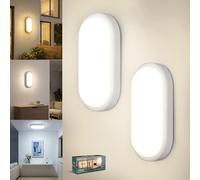 LetGlin Plafoniera LED Esterno, 18W 1800LM Applique da Parete Interno, IP54 Lampada Led Soffitto Ovale Luci, 3000K/4000K/6000K Applique Bagno Luce per Balcone Scale Corridoio Garage, 2 Pezzo