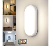 LetGlin Plafoniera LED Esterno, 18W 1800LM Applique da Parete Interno, IP54 Lampada Led Soffitto Ovale Luci, 3000K/4000K/6000K Applique Bagno Luce per Balcone Scale Corridoio Garage, 1 Pezzo