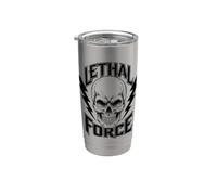 Lethal Force Skull Design - Bollitore fulmine audace gotico Bicchiere termico in acciaio inox doppia parete