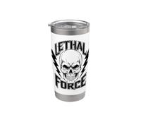 Lethal Force Skull Design - Bollitore fulmine audace gotico Bicchiere termico in acciaio inox doppia parete