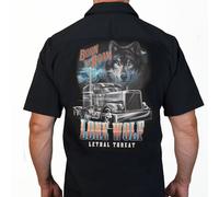 Lethal Threat Camicia Da Lavoro Uomo Long Haul Trucker Born To Roam Lone Wolf
