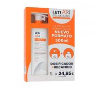 Leti AT4 DUPLO Gel da bagno Dermograsso Pelle Atopica e/o secca, 2 x 500 ml