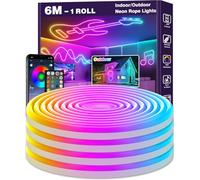 LETIANPAI Striscia di luci LED al neon da 6 m, controllo con applicazione/remoto, strisce LED flessibili, varie modalità, impermeabile, sincronizzazione musicale, luci per giochi al coperto, IP65 per